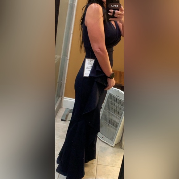 Petite Ruffled High-Low Mermaid Gown - Picture 3 of 4